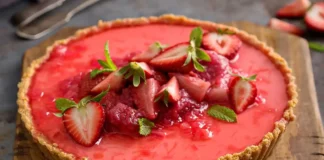 Tarte yaourt fraises rhubarbe